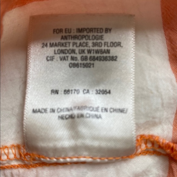 Anthro Maeve Blouse gingham/Plaid Orange Wht Sz M - Picture 10 of 11